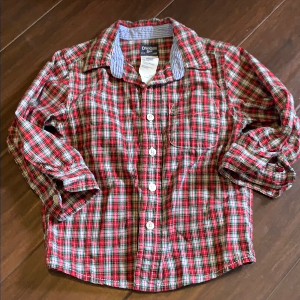• Oshkosh B’Gosh plaid button down shirt, 4T •